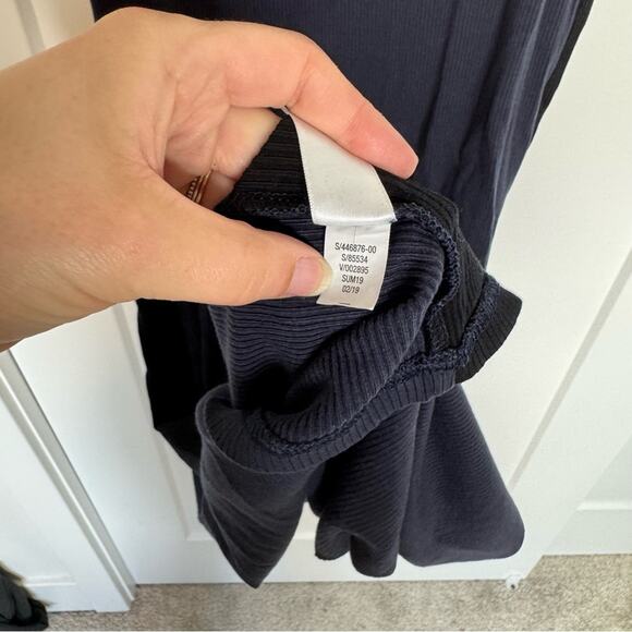 Athleta Sunstream Colorblock Midi Dress Ribbed Navy Side Stripe Size Small - Picture 6 of 7